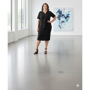 Sweet Life Black 2 pc. skirt set Size 22 Plus Womens Short Sleeve Elastic Waist